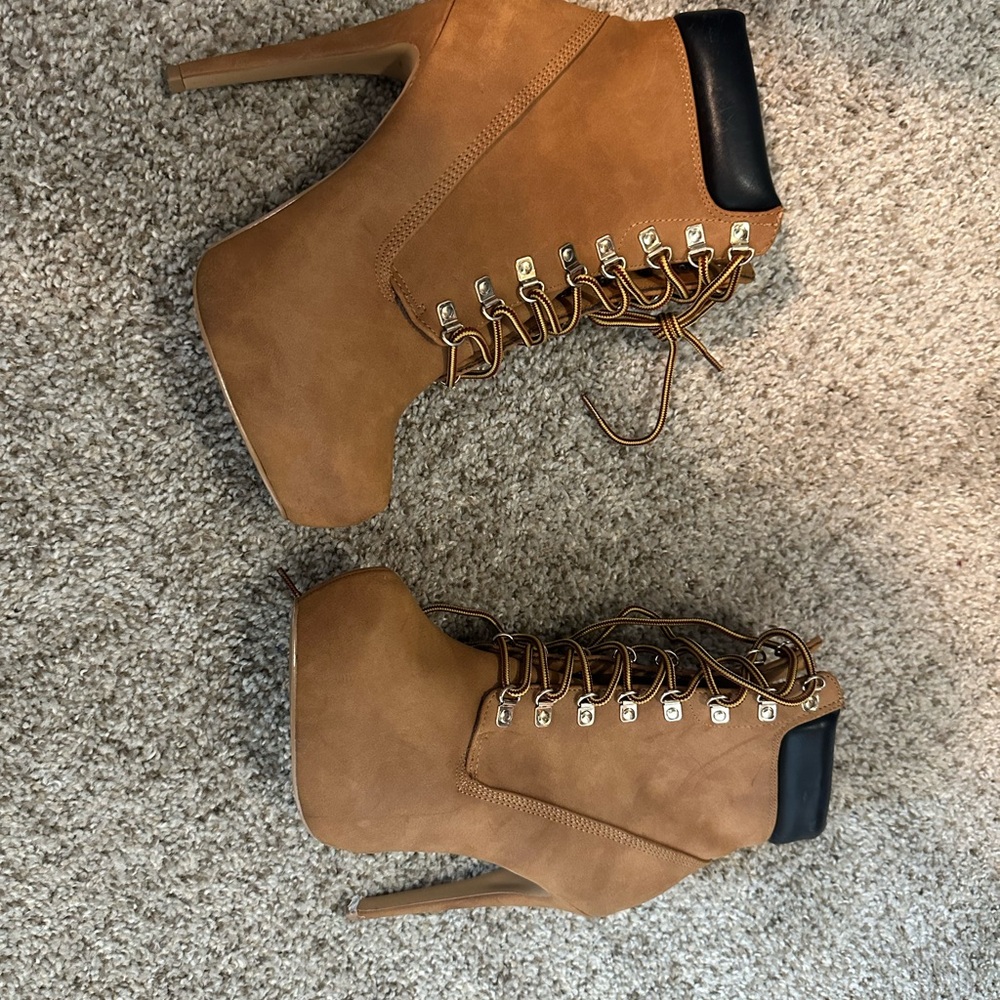 Cape Robbin Tan and Black Heeled Boots